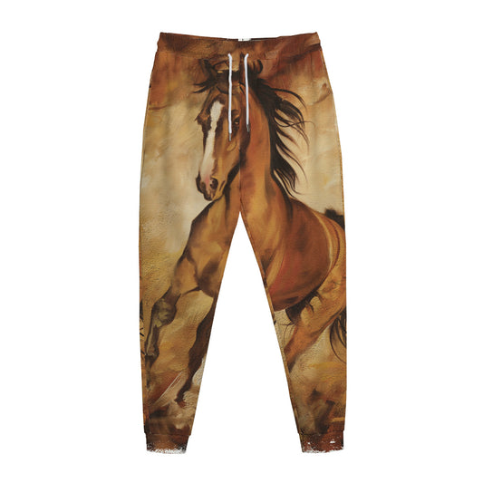 Brown Horse Painting Print Jogger Pants