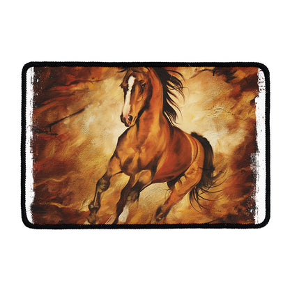 Brown Horse Painting Print Kitchen Mat