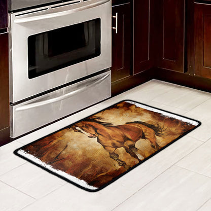 Brown Horse Painting Print Kitchen Mat