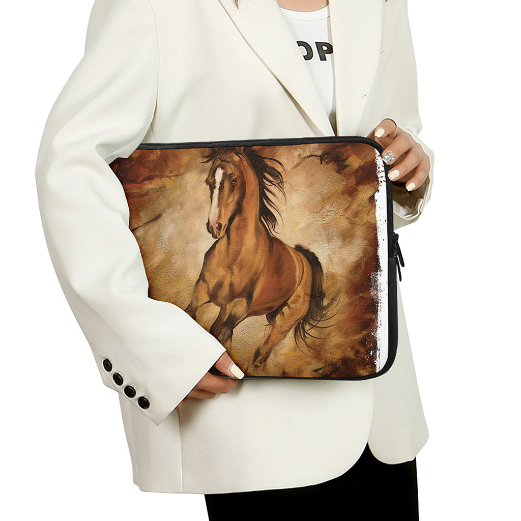 Brown Horse Painting Print Laptop Sleeve