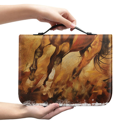 Brown Horse Painting Print Leather Bible Cover
