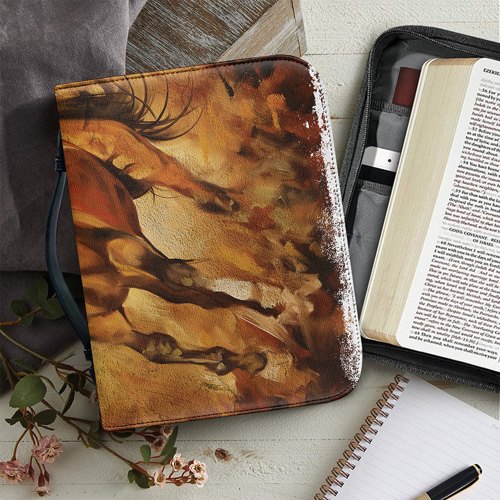 Brown Horse Painting Print Leather Bible Cover