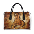 Brown Horse Painting Print Leather Duffel Bag