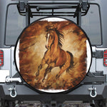 Brown Horse Painting Print Leather Spare Tire Cover