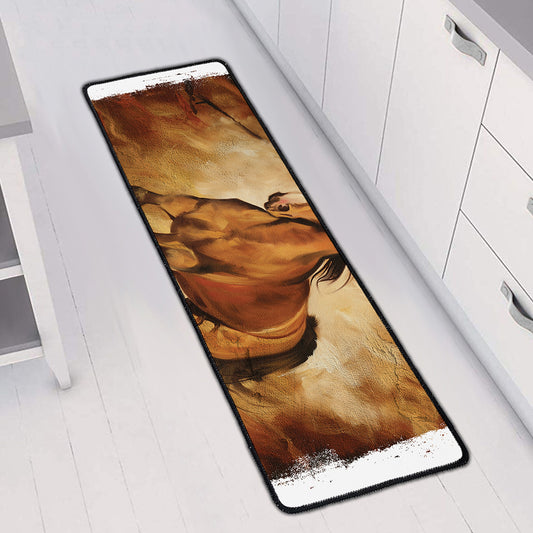 Brown Horse Painting Print Long Kitchen Mat
