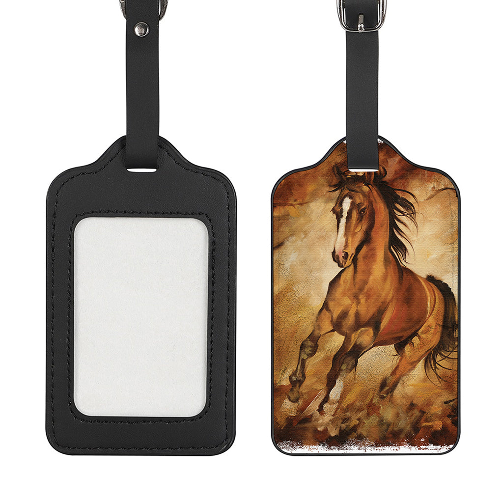 Brown Horse Painting Print Luggage Tag