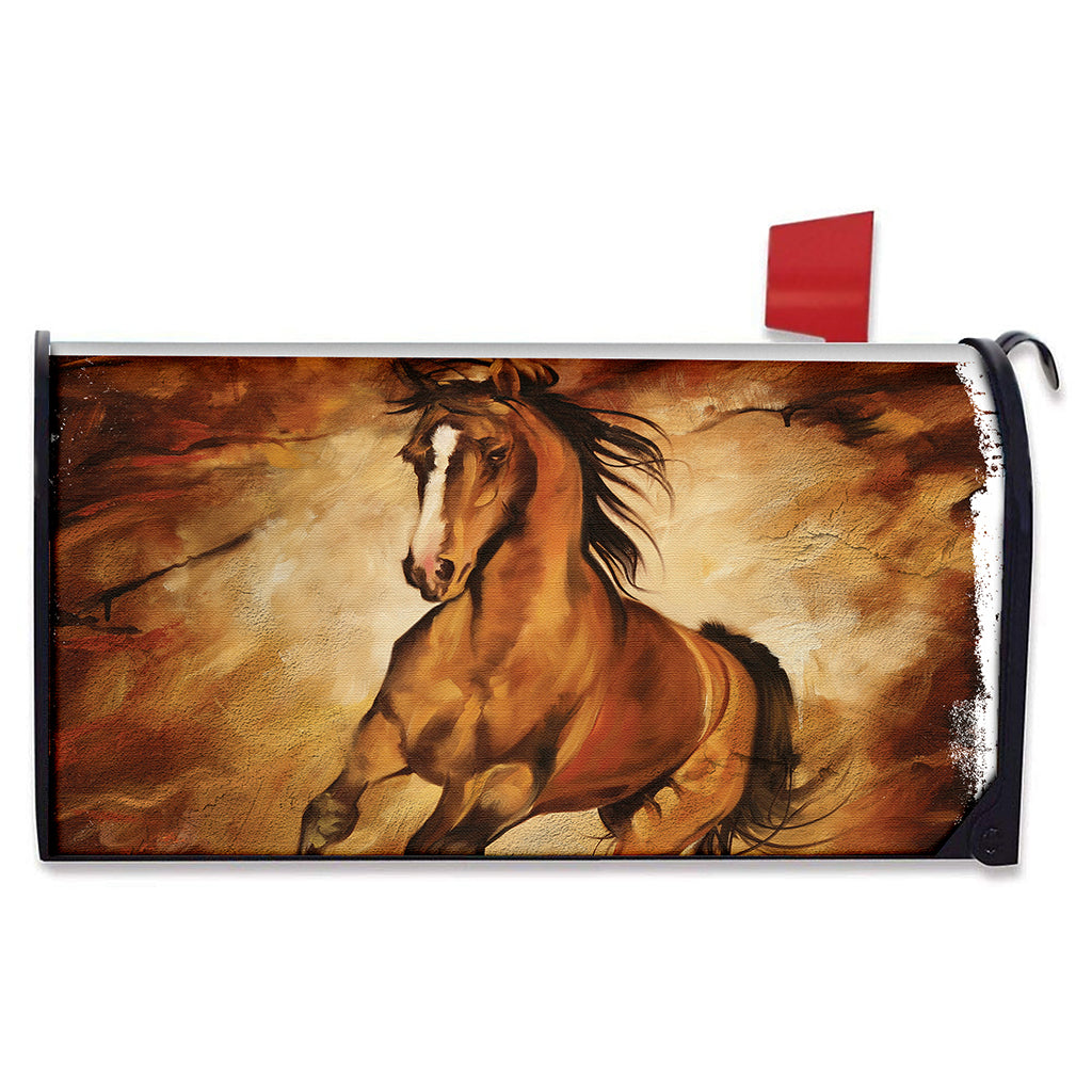 Brown Horse Painting Print Mailbox Cover
