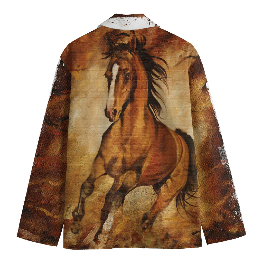 Brown Horse Painting Print Men's Blazer