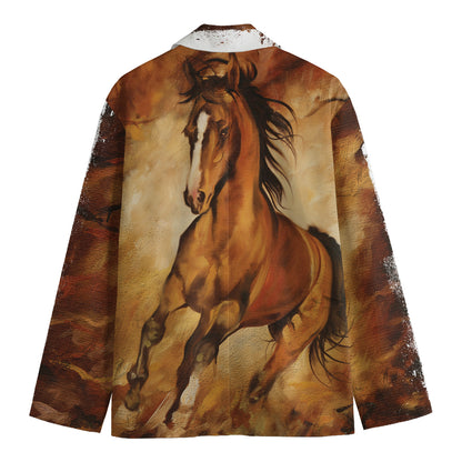 Brown Horse Painting Print Men's Blazer