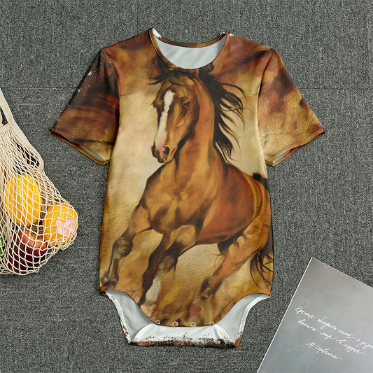 Brown Horse Painting Print Men's Bodysuit