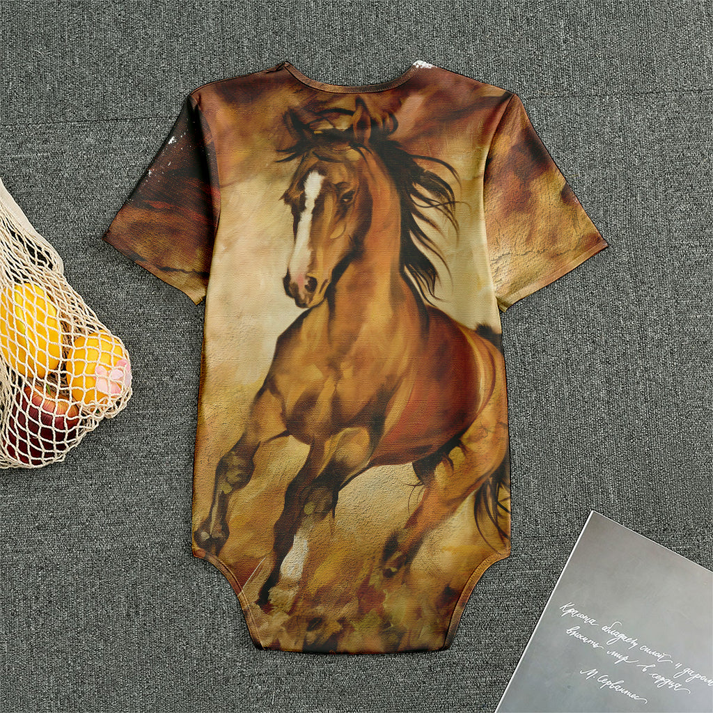 Brown Horse Painting Print Men's Bodysuit