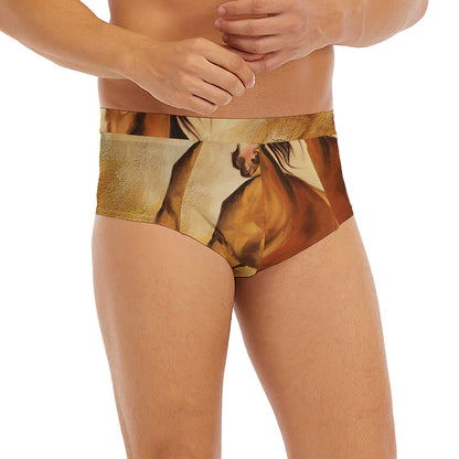Brown Horse Painting Print Men's Briefs