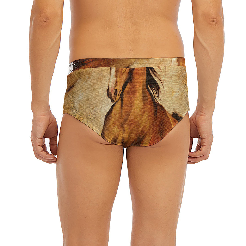 Brown Horse Painting Print Men's Briefs