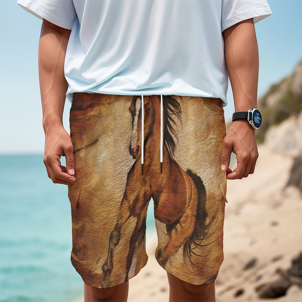 Brown Horse Painting Print Men's Cargo Shorts
