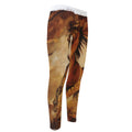 Brown Horse Painting Print Men's Compression Pants