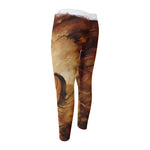 Brown Horse Painting Print Men's Compression Pants