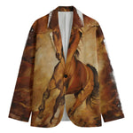 Brown Horse Painting Print Men's Cotton Blazer