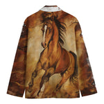 Brown Horse Painting Print Men's Cotton Blazer