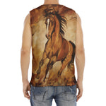 Brown Horse Painting Print Men's Fitness Tank Top