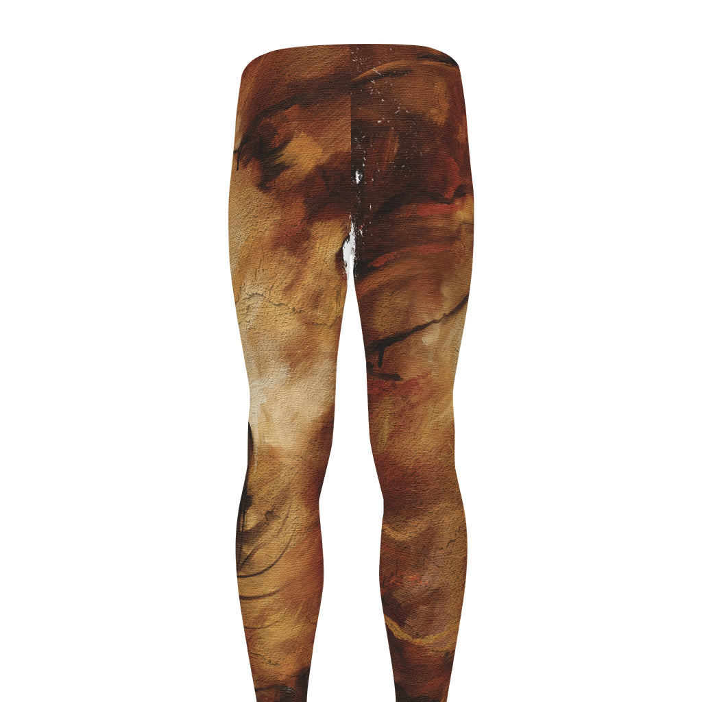 Brown Horse Painting Print Men's leggings