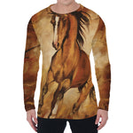 Brown Horse Painting Print Men's Long Sleeve T-Shirt