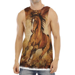 Brown Horse Painting Print Men's Muscle Tank Top
