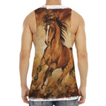Brown Horse Painting Print Men's Muscle Tank Top