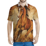 Brown Horse Painting Print Men's Polo Shirt