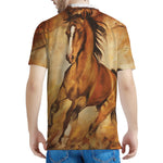 Brown Horse Painting Print Men's Polo Shirt