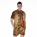 Brown Horse Painting Print Men's Rompers