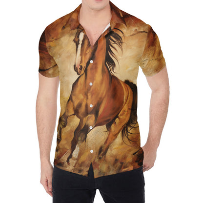 Brown Horse Painting Print Men's Shirt