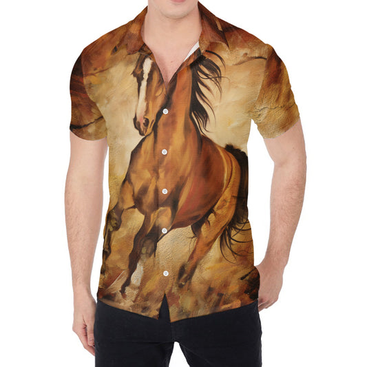Brown Horse Painting Print Men's Shirt