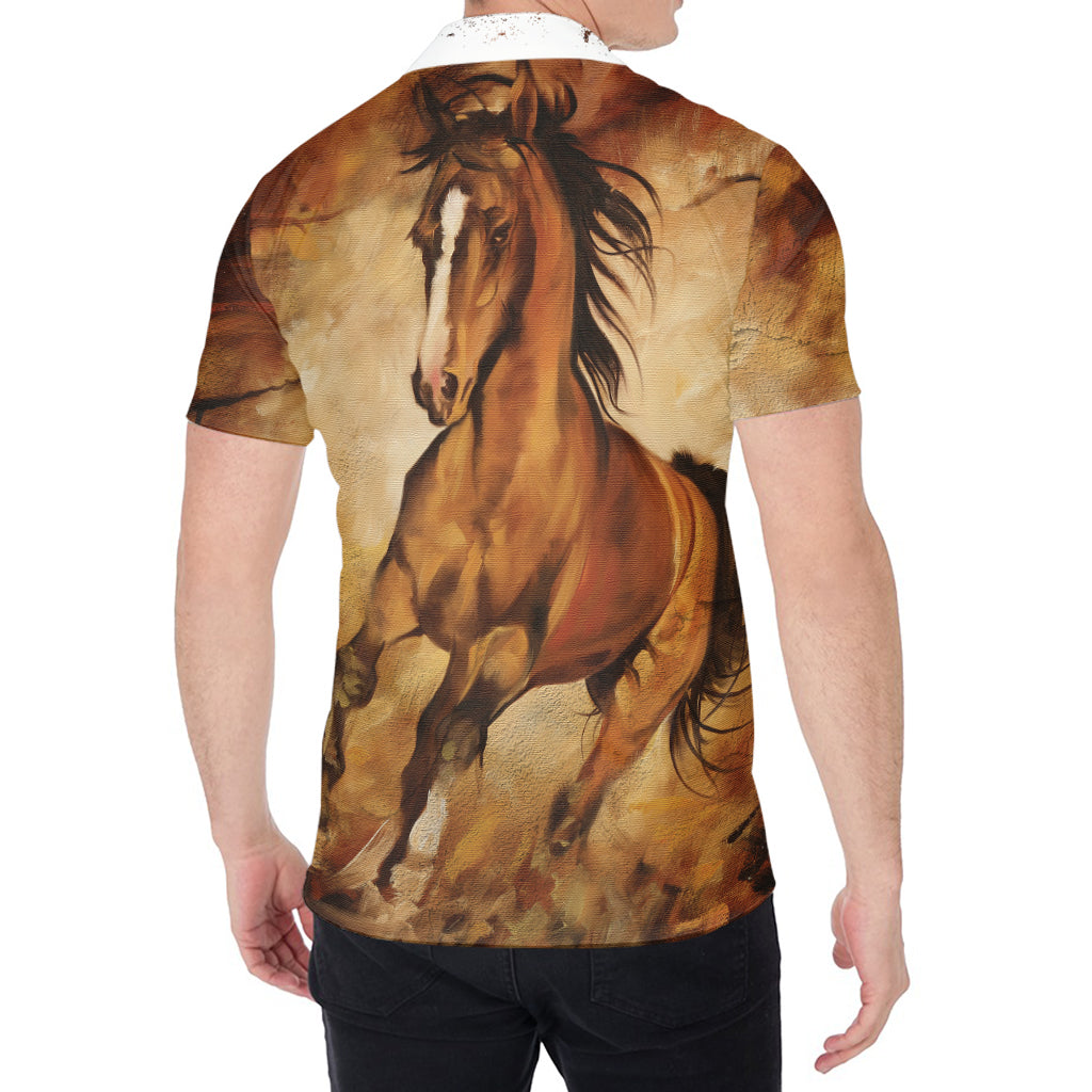 Brown Horse Painting Print Men's Shirt