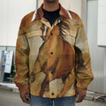 Brown Horse Painting Print Men's Shirt Jacket