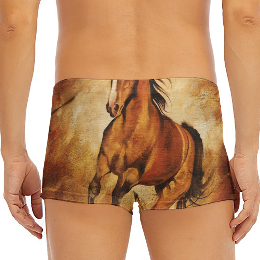 Brown Horse Painting Print Men's Short Boxer Briefs