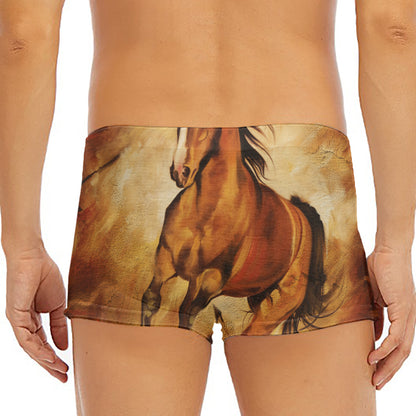 Brown Horse Painting Print Men's Short Boxer Briefs