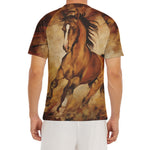 Brown Horse Painting Print Men's Short Sleeve Rash Guard