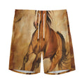 Brown Horse Painting Print Men's Athletic Shorts