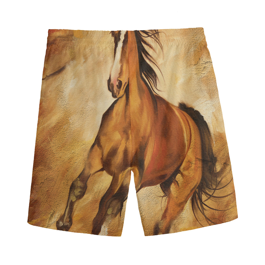 Brown Horse Painting Print Men's Sports Shorts