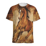 Brown Horse Painting Print Men's Sports T-Shirt