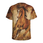 Brown Horse Painting Print Men's Sports T-Shirt