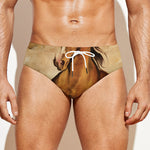 Brown Horse Painting Print Men's Swim Briefs
