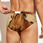 Brown Horse Painting Print Men's Swim Briefs