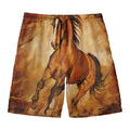 Brown Horse Painting Print Men's Swim Trunks