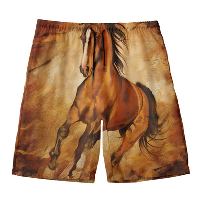 Brown Horse Painting Print Men's Swim Trunks
