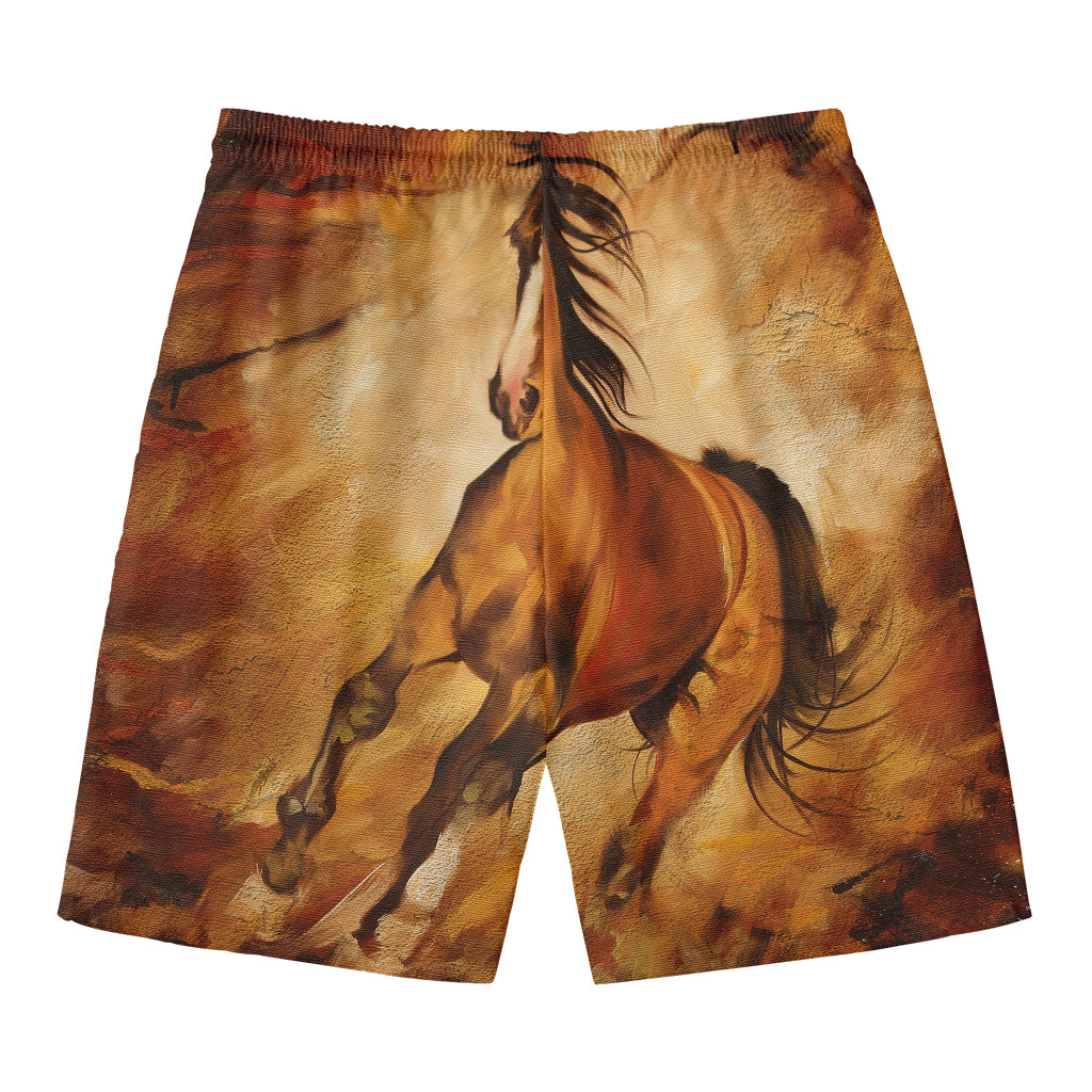 Brown Horse Painting Print Men's Swim Trunks