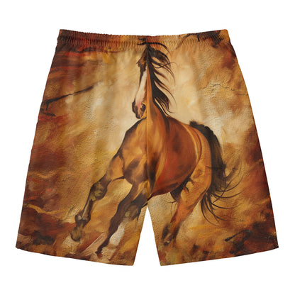 Brown Horse Painting Print Men's Swim Trunks