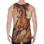Brown Horse Painting Print Men's Velvet Tank Top