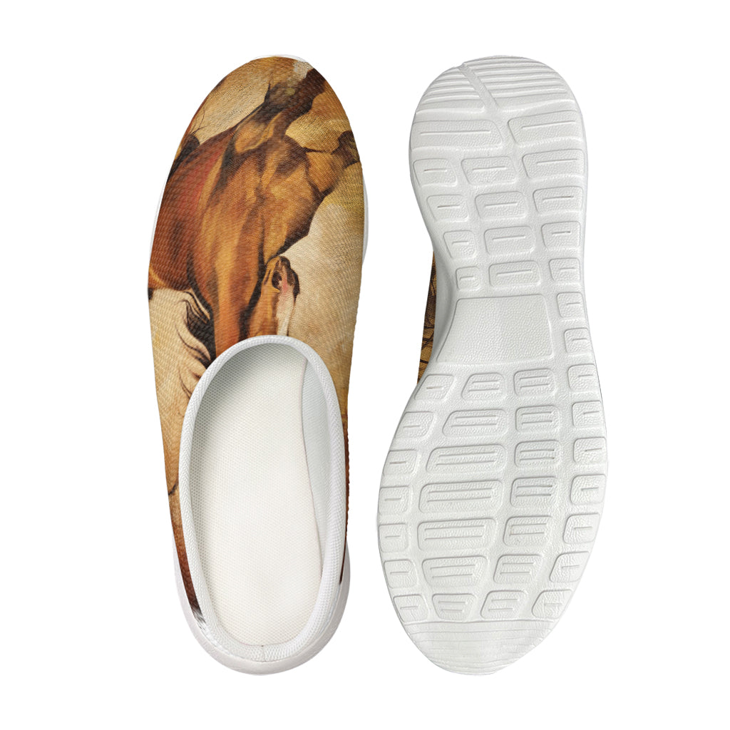 Brown Horse Painting Print Mesh Casual Shoes