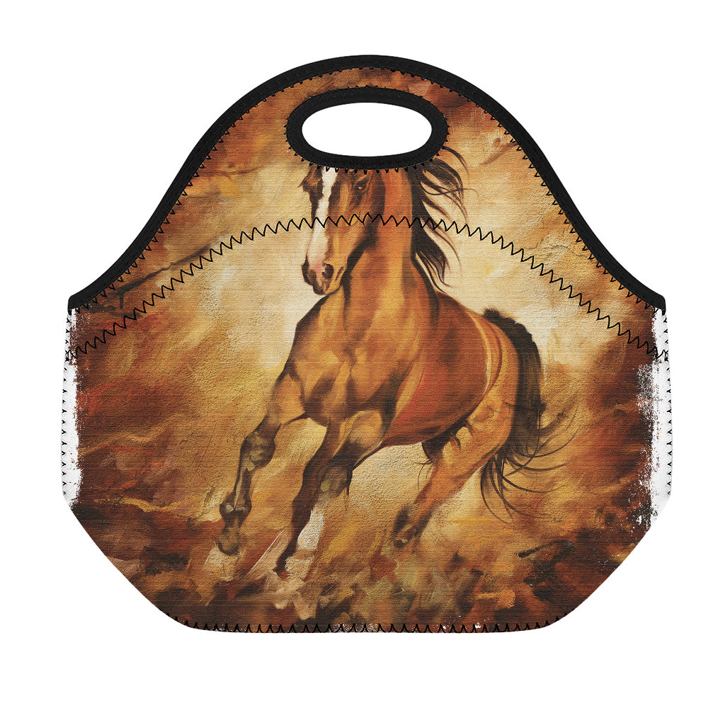 Brown Horse Painting Print Neoprene Lunch Bag